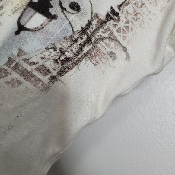 Vintage cyber y2k Paris landscape grunge art to wear 3/4 sleeve top size large - Picture 6 of 9